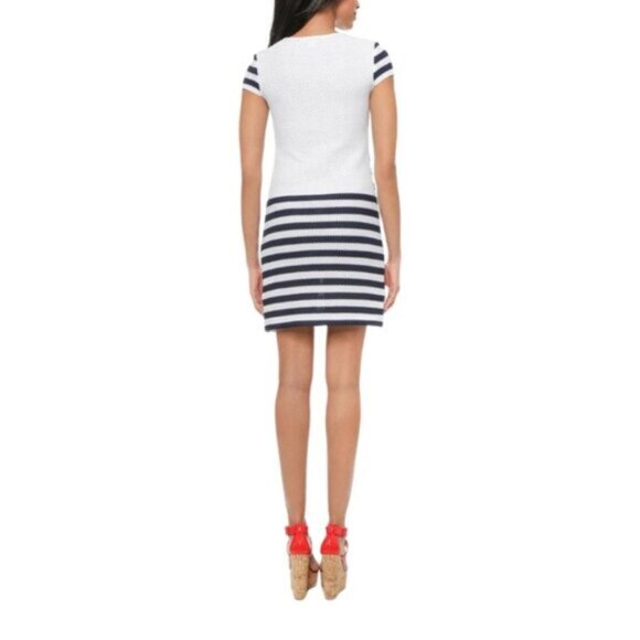 Diane Von Furstenberg Navy and White Stripe Suji Honeycomb Knit Dress NEW - Picture 5 of 8